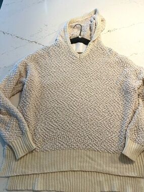 Peach Love California Cream Cozy Textured Hooded Sweater.  Size xl